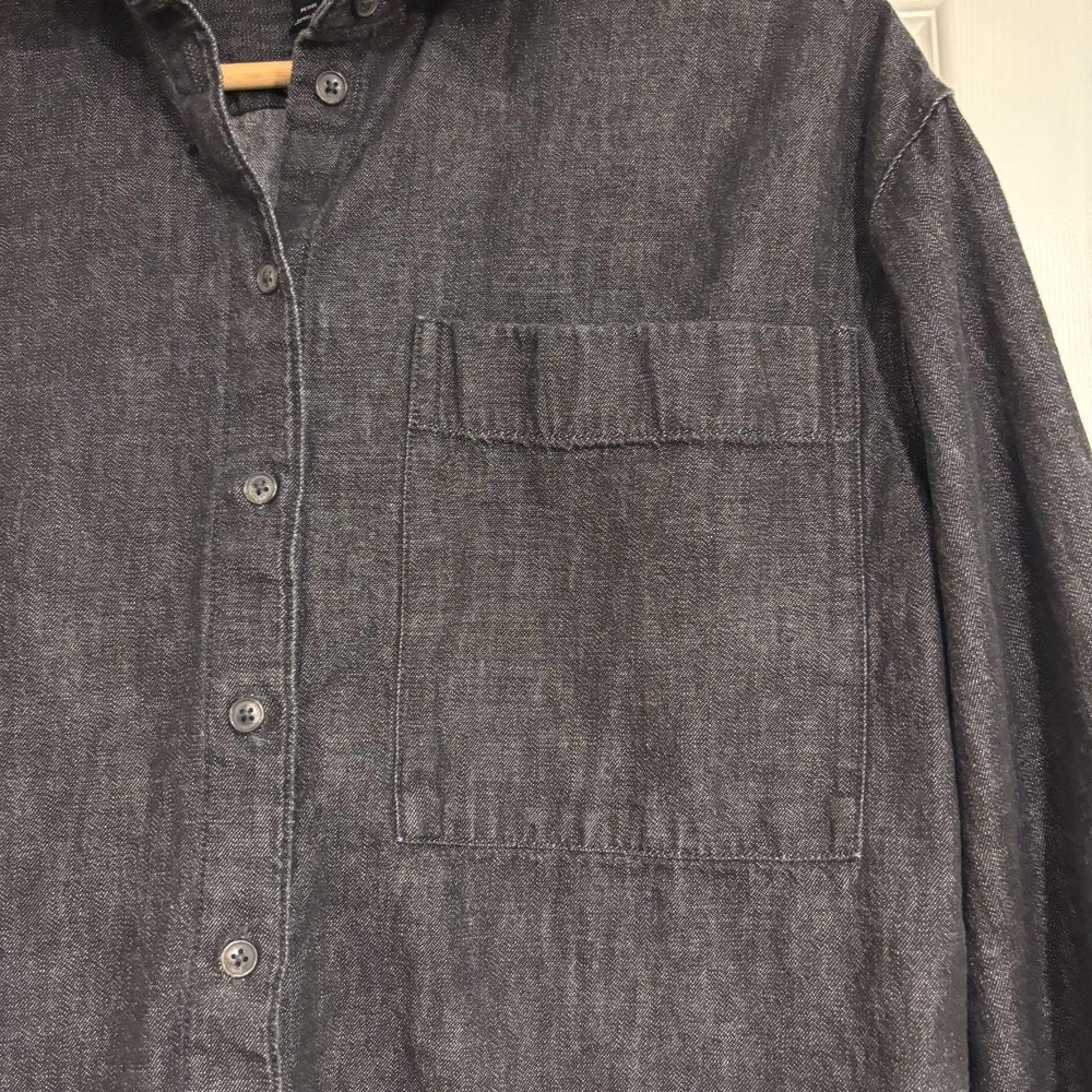 Banana Republic Black Denim Button Down Shirt Women's S Petite - Picture 2 of 6